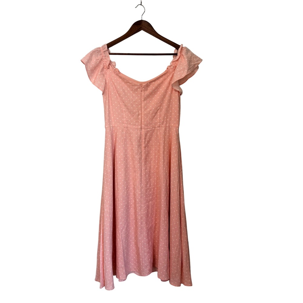 Gal Meets Glam Dress Women 8 Polka Dot Cottagecore Feminine Romantic Linen Blend - Picture 2 of 15